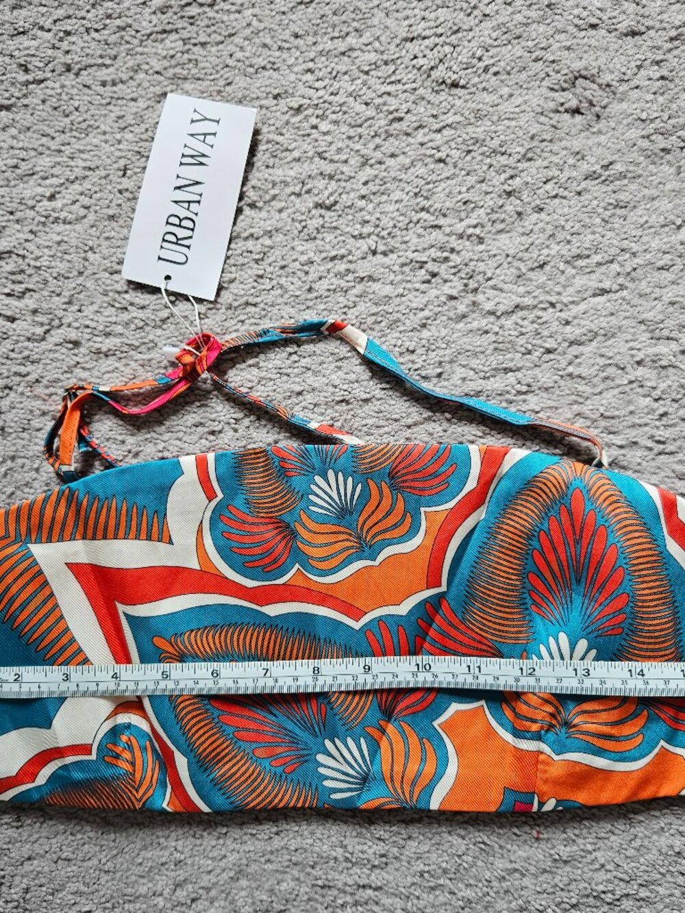 Urban Way Tropical Print Crop Top NWT — Smocked Sides / Criss Cross Back